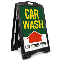 Car Wash Line Forms Here Sidewalk Sign