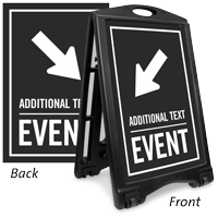 Down Arrow Pointing Left Event Parking Sidewalk Sign