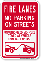 Fire Lanes No Parking On Streets Sign