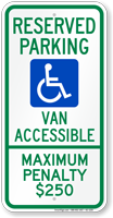 North Carolina Reserved Parking Van Accessible Sign