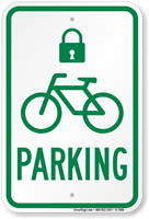 Bicycle Parking Sign with Lock Symbol