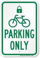 Parking Only with Cycle and Lock Symbol