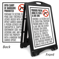 Texas Open Carry Prohibited Sidewalk Sign Section 30.07