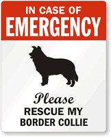 In Case Emergency Rescue My Border Collie Label