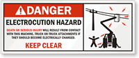 Danger Electrocution Hazard Keep Clear with Graphic Label