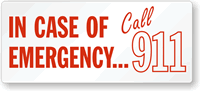 Emergency Call 911 Label