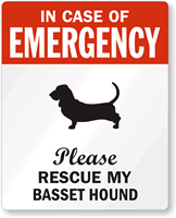 In Case Emergency Rescue My Basset Hound Label