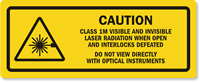 Class 1M Visible Invisible Laser Radiation Label