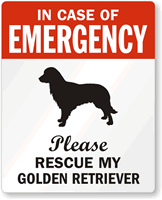 In Case Emergency Rescue My Golden Retriever Label