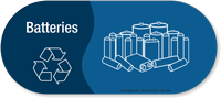 Batteries Vinyl Recycling Sticker with Graphic
