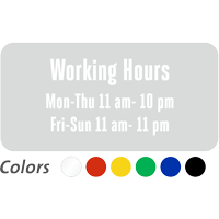 Customizable Working Hours Single Sided Label