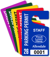 Custom Plastic Staff Parking Permit Hang Tag