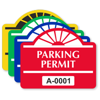 Parking Permit Round Arch Shaped Sticker