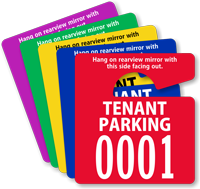Tenant Parking Permit Mirror Hang Tag Small Size