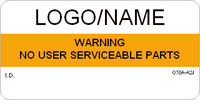 Warning  No User Serviceable Parts Label
