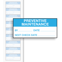 Preventative Maintenance Labels Blue On White