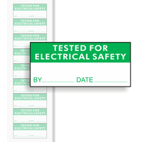 Tested For Electrical Safety Labels Green On White