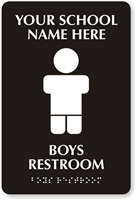 Custom Braille Boys Restroom Sign