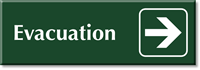 Evacuation Sign with Right Arrow Symbol
