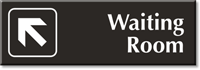 Waiting Room with Top Left Arrow Engraved Sign