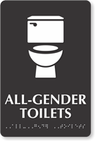 All Gender Toilets TactileTouch Restroom Sign with Braille
