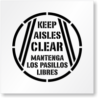 Keep Aisles Clear Mantenga Los Pasillos Libres Stencil