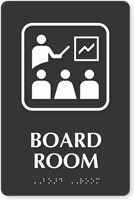 Board Room Symbol TactileTouch™ Sign with Braille