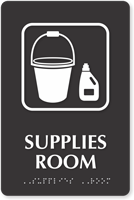 TactileTouch™ Supplies Room Sign with Braille