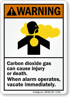 Carbon Dioxide Gas Can Cause Injury Death Sign