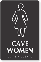 Cave Women Braille Restroom Sign