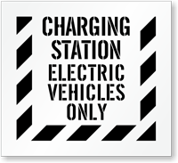 Charging Station Electric Vehicles Parking Only Stencil