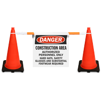 Cone Bar Barricade Sign