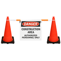 Cone Bar Barricade Sign
