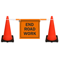 Cone Bar Barricade Sign