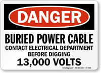 Buried Power Cable Contact Electrical Department Sign
