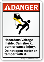 Hazardous Voltage Inside Can Shock Burn Sign
