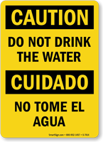 Caution Do Not Drink Bilingual Sign