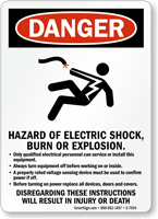 Hazard Of Electric Shock Burn Or Explosion Sign