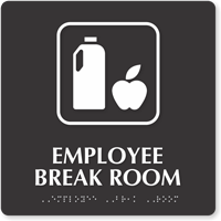 Employee Break Room Symbol TactileTouch™ Sign with Braille