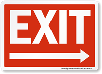 Exit Sign with Right Arrow White On Red