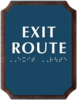 Exit Route Braille TactileTouch Wooden Plaque