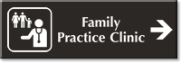 Family Practice Clinic Engraved Sign Right Arrow Symbol