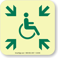 GlowSmart™ Directional Exit Sign Handicap Area Sign