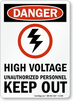 Danger (ANSI) High Voltage Sign