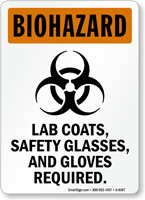 Lab Coats Safety Glasses And Gloves Required Sign