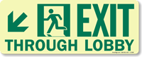 GlowSmart™ Exit Through Lobby Arrow Down Sign