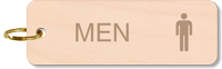 Men Restroom Key Chain Wood