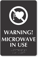 Microwave In Use No Pacemaker Symbol Braille Sign