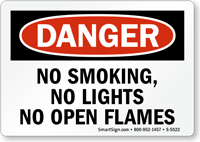 No Smoking No Lights Open Flames Sign