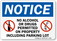Notice No Alcohol Drugs Sign
